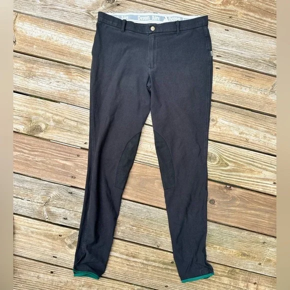 Devon Aire Black Breeches Riding Pants Women's Size LXL Knee Patch - Picture 1 of 5